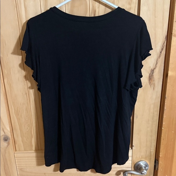 first love, Black Ruffle Sleeve Graphic Top - Picture 3 of 4